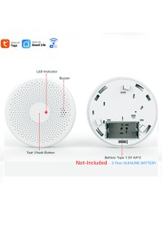 Tuya WIFI 2 in 1 Smoke Carbon Monoxide Combo Detector CO Smoke Alarm Sensor with LED Indicator, AA Battery Power