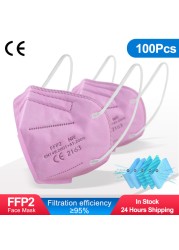 5-100pcs Pink KN95 Masks For Adult Masacarillas FPP2 Approved ffp2Mask Protective Respirator FPP2 Mask FFP2 Face Mouth Mask