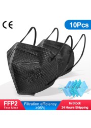 5-100pcs FPP2 Approved Protective ffp2mask FFP2 Mascarillas Negras 5 Layers Reusable KN95 Mask ffp2 mascarillas certificadas