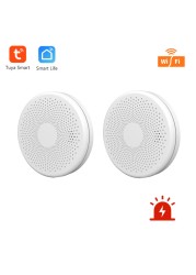 WIFI 2 in 1 Smoke Carbon Monoxide Combo Detector CO Gas Smoke Alarm Sensor 85DB Sound Alarm Tuya Smart Security Alarm System