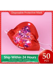 Face Protection Mask Disposable 3 Layers Adult Christmas Mouth Masks Printed Cosplay Mascarillas Navidad Desechables