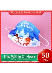 Face Protection Mask Disposable 3 Layers Adult Christmas Mouth Masks Printed Cosplay Mascarillas Navidad Desechables