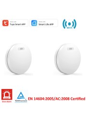 Tuya WiFi Smoke Sensors Fire Protection Alarm 80DB Siren Sound Smoke Detector Fire Alarm Home Protection System Firefighter