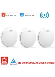 Tuya WiFi Smoke Sensors Fire Protection Alarm 80DB Siren Sound Smoke Detector Fire Alarm Home Protection System Firefighter