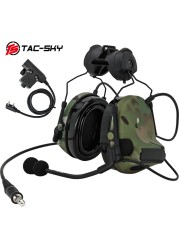 TAC-SKY COMTAC II Helmet Holder Silicone Earmuffs Noise Reduction Pickup Tactical Headset & Walkie Talkie PTT Adapter U94PTT