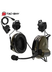 TAC-SKY COMTAC II Helmet Holder Silicone Earmuffs Noise Reduction Pickup Tactical Headset & Walkie Talkie PTT Adapter U94PTT