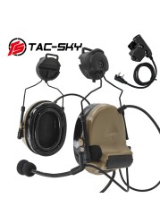 TAC-SKY COMTAC II Helmet Holder Silicone Earmuffs Noise Reduction Pickup Tactical Headset & Walkie Talkie PTT Adapter U94PTT