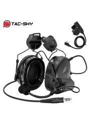 TAC-SKY COMTAC II Helmet Holder Silicone Earmuffs Noise Reduction Pickup Tactical Headset & Walkie Talkie PTT Adapter U94PTT