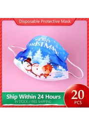 10pcs/bag Christmas Hot Disposable Christmas Mask Black Face Mouth Masks Protective Filter Masks Adult Masque Anti-Dust Mascarillas