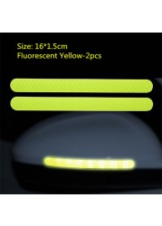 2pcs Reflective Rearview Mirror Warning Sticker, Rearview Mirror Night Safety Warning Strip Anti-collision Scratch Sticker