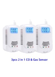 Combination CO Carbon Carbon Monoxide Detector Combustion Sensitive Gas Leak Sensor Auto Detection Failure Fire Alarm EU Plug AC 90V-220V