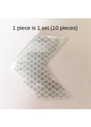 10pcsCar Motorcycle Body Decoration Arrow Modification Reflective Stickers Diamond Warning Stickers