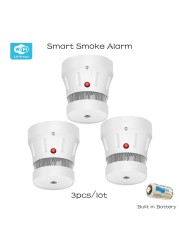 Zigbee smart smoke alarm safety protection wifi tuya sensitive control fire detector battery powered with sound and light alert