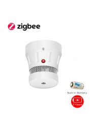 Zigbee smart smoke alarm safety protection wifi tuya sensitive control fire detector battery powered with sound and light alert