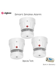 Zigbee smart smoke alarm safety protection wifi tuya sensitive control fire detector battery powered with sound and light alert