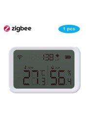 Tuya WiFi ZigBee Temperature Humidity Sensor Lux Light Indoor Humidity Detector Thermometer with LCD Screen Work Tuya Hub