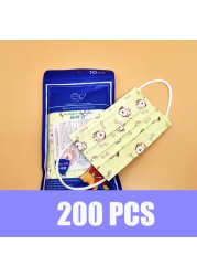 Colorful 20-200pcs Baby Kids Mask Disposable Face Masks Protective Breathable Mouth Masks Boys Girls Face Mascarillas 10pcs/bag