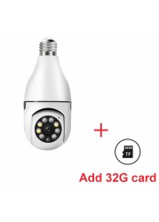 E27 Bulb Wireless Surveillance Camera WiFi PTZ IP Camera 1080P Night Vision Full Color Automatic Human Tracking Mini Camera