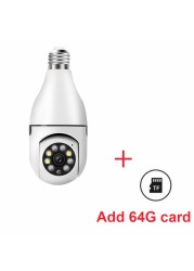 E27 Bulb Wireless Surveillance Camera WiFi PTZ IP Camera 1080P Night Vision Full Color Automatic Human Tracking Mini Camera