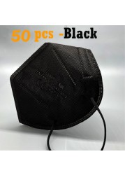 10-100pcs FFP2 Reusable Face Mask FFP2 5-Layer Black KN95 Reusable FFP2 Mask Protective Face Safety Mascherina