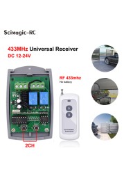 Garage Door Remote Control 433.92MHz Universal Receiver 2CH Garage Door Opener Controller DC 12V 24V and 1pc 433MHz Transmitter