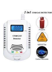 Standalone Carbon Monoxide Gas Detector Gas Detector Gas Alarm Sensor Methane Propane Gas Leak Detector EU Plug LCD Security