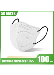 10-100pcs Mascarillas Fpp2 5D Adult KN95 Masks 5 Layers Reusable Colorful Face Mask Mascarillas KN95 Certificate FFP2 Mask