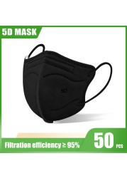 10-100pcs Mascarillas Fpp2 5D Adult KN95 Masks 5 Layers Reusable Colorful Face Mask Mascarillas KN95 Certificate FFP2 Mask