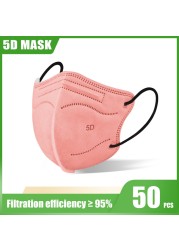 10-100pcs Mascarillas Fpp2 5D Adult KN95 Masks 5 Layers Reusable Colorful Face Mask Mascarillas KN95 Certificate FFP2 Mask