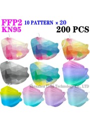 Wholesale KN95 FFP2 CE 100-200pcs 80 Unique Print Fish Mask Mascarillas Protective Breathing Adult Woman Colorful Masques