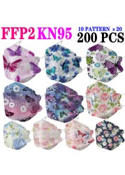 Wholesale KN95 FFP2 CE 100-200pcs 80 Unique Print Fish Mask Mascarillas Protective Breathing Adult Woman Colorful Masques