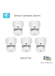 zigbee fire protection smoke sensor detector monitor security alarm system firefighter wifi tuya remote control for apartment