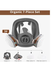 حمض/عضوي 7 في 1 قناع واقي من الغاز K6800 قناع الوجه الكامل تنفس الطلاء الكيميائية المبيدات مختبر الغبار مطابقة مع مرشحات