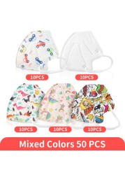 20-200pcs 2022 Individual Packed Fit 2-9 Old Kids KN95 Mascarillas 5 Layer Car Children Mouth Mask Respirator Reusable Masque