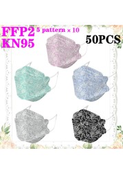 KN95 FFP2 Unique Print Fish Mask Mascarillas CE Protective Breathing Dust Anti-Fog Adult Colorful Masques