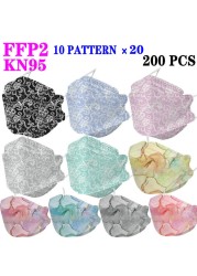 KN95 FFP2 Unique Print Fish Mask Mascarillas CE Protective Breathing Dust Anti-Fog Adult Colorful Masques