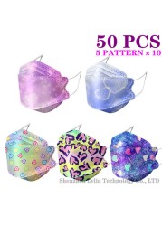 KN95 FFP2 Unique Print Fish Mask Mascarillas CE Protective Breathing Dust Anti-Fog Adult Colorful Masques