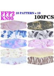 KN95 FFP2 Unique Print Fish Mask Mascarillas CE Protective Breathing Dust Anti-Fog Adult Colorful Masques