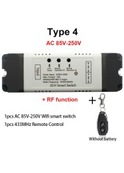 Smart WiFi Light Switch, WiFi Module, 2CH DC 5/12/32V AC 85-250V RF433 Receiver 10A Relays Work with Alexa Google Assistant, Ewelink