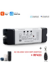 Wifi Smart Garage Door Opener RF 433 Controller Tuya Smart Life APP Timer Switch 7-32V 85-250V Receiver for Alexa Google Home