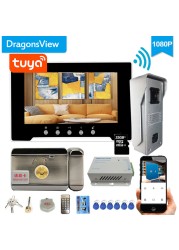 Dragonsview 1080P 7 Inch Wired Wifi Video Intercom System Wireless Video Door Phone Access Control 3A Power Electronic Lock