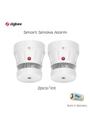 Tuya Smart Smoke Detector Operate Alone Built-in 75dB Siren Sound Standalone Warning Alarm Fire Protection Sensor Zigbee Or WiFi