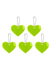 5pcs Cute Heart Shape Reflective Keychain Bag Pendant Doft Accessories Reflective PVC Keyrings For Visible Safety