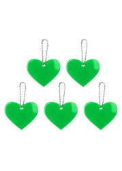 5pcs Cute Heart Shape Reflective Keychain Bag Pendant Doft Accessories Reflective PVC Keyrings For Visible Safety