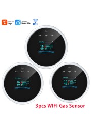 Tuya Smart Poisoning Gas Leak Sensor Fire Warning Alarm Temperature Sensor Thermometer 3-Color LCD Display Focus