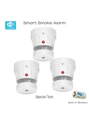 WIFI/Zigbee Tuya Smart Smoke Sensor Detector 80DB Sound and Light Fire Alarm With 3 Years Battery Home Security Protection