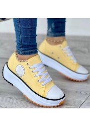 2022 Spring Low-top Sneaker Women Shoes Thick-soled Candy Color Flats Canvas Shoes Female Lady Platform Sneakers Dropshipping