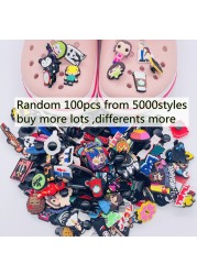 100pcs Mix Cartoon Anime Shoes Sandals Shoes Accessories PVC Garden Shoes Decorations Fit Wristbands Croc Jibz Ornament Party Gift