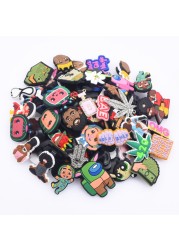 Soft PVC and Random 100pcs Different Shoes Magic Black Hayat Meter JIBZ for Shoe Accessories Decoration Party Gifts