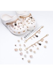 1 Set JIBZ Crocs Charms Designer Luxury Croc Charms for Girls Flower Shoes Rhinestone Accessories Anime Crocs Decoration New